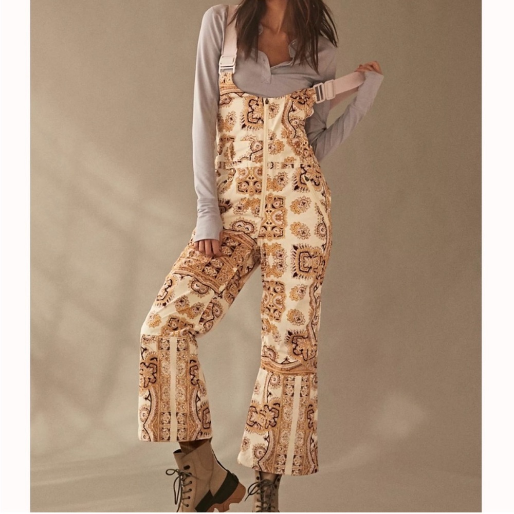 Free People Alpine Glow Printed Snow Bib Brushed Sail Paisley